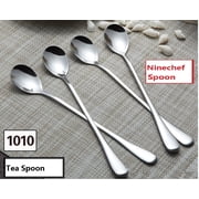 NineChef Bundle - NineChef Stainless Steel Espresso Spoon Tea Spoon coffee Spoon modern design 19cm long 5 Spoon + 1 NineChef Brand Long Handle Spoon