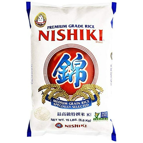 NineChef Bundle - Nishiki Premium Rice Medium Grain 15lb (2 bags) + 1 NineChef Brand Long Handle Spoon