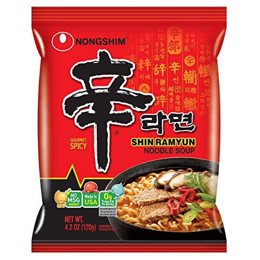 NineChef Bundle - NongShim Shin Ramyun Noodle Soup Gourmet Spicy 4.2 Ounce (16 Pack)+ 1 NineChef Spoon