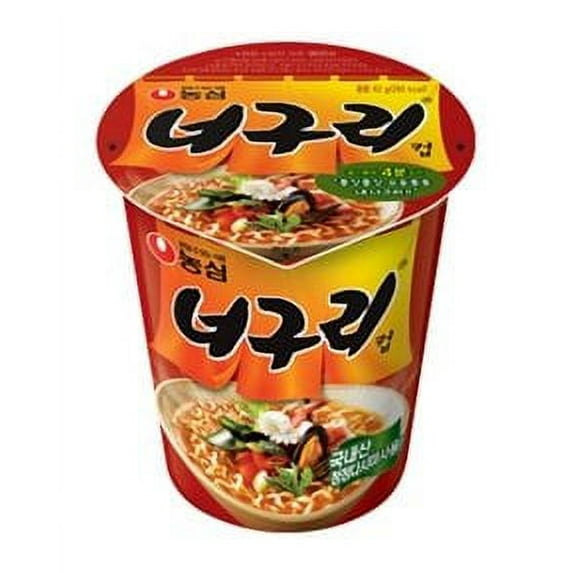 NineChef Bundle - Nongshim Neoguri Cup Noodle Soup 62g (Pack of 6) + 1 NineChef Brand Long Handle Spoon