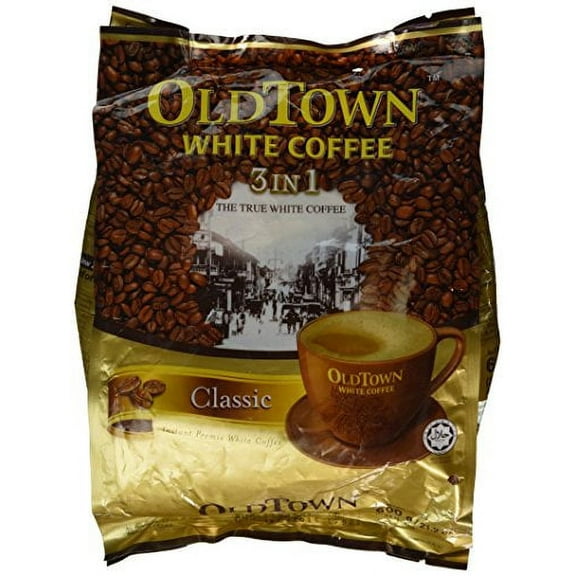 NineChef Bundle - Old Town Instant White Coffee 3 in 1 Variety Pack 2 Bags (Classic & Hazelnut 21.2oz/600g Per Bag)+ 1 NineChef Coffee Spoon