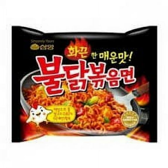 NineChef Bundle - Samyang Stir-fried Noodles with Hot and Spicy Chicken Ramen (1 Bag) + 1 NineChef Brand Long Handle Spoon