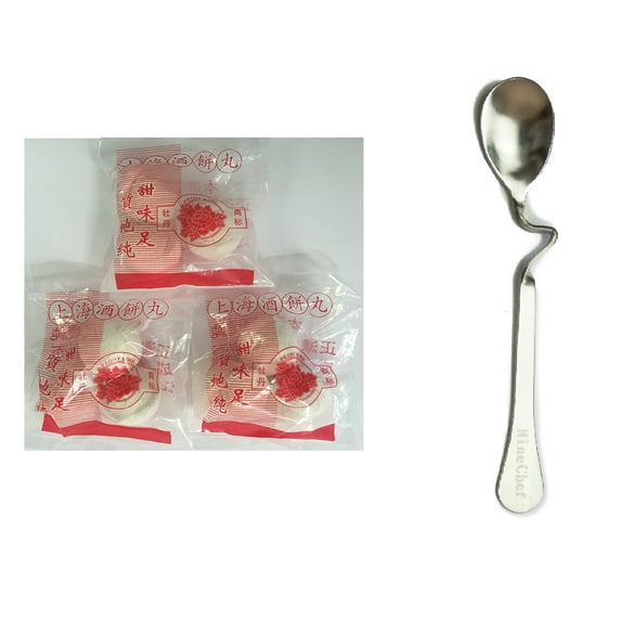 NineChef Bundle - Shanghai Yeast Balls - Chinese Rice Wine Starter - 3 Balls - Per Bags (3 Pack) + 1 NineChef Spoon