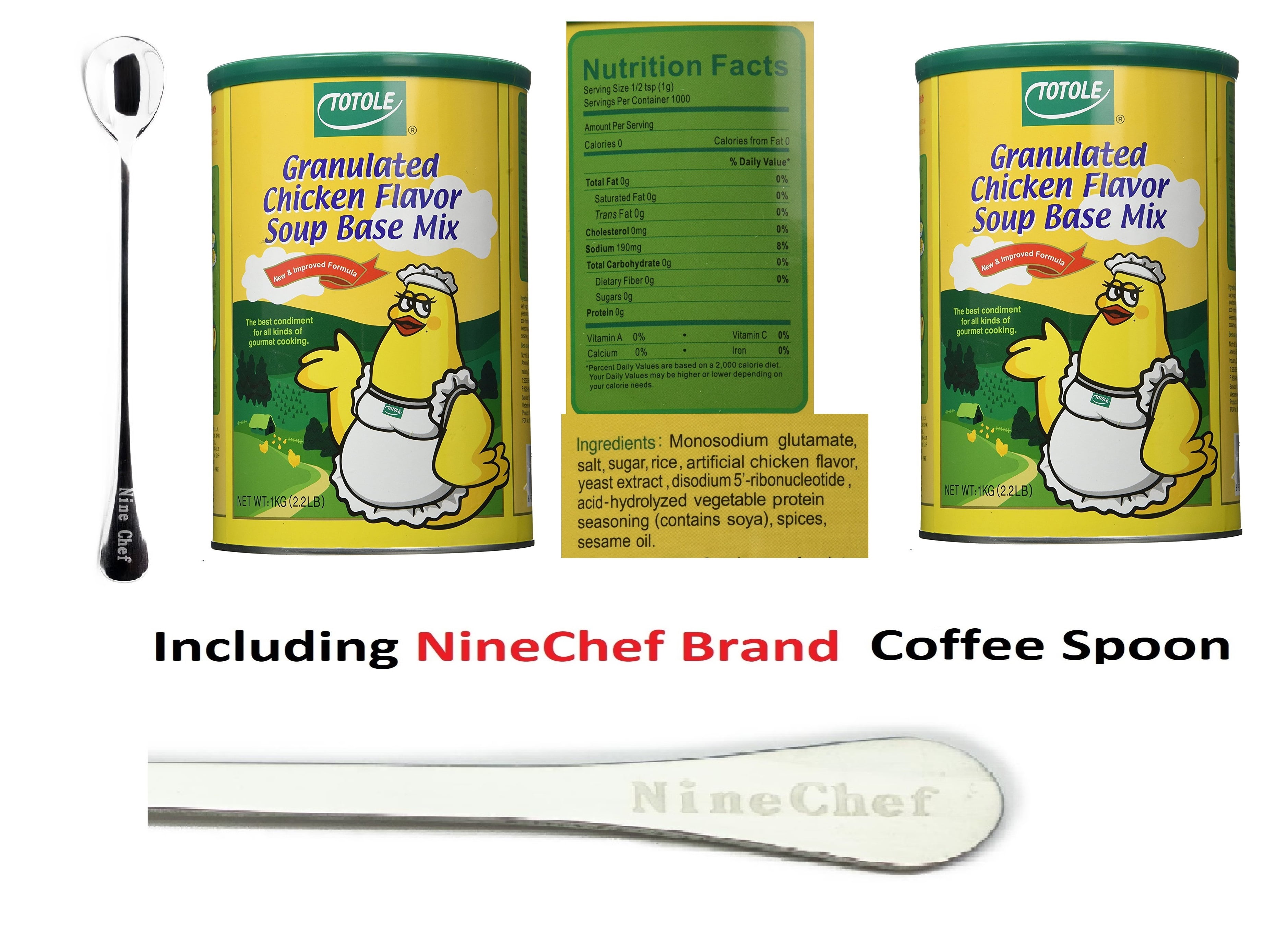 NineChef Bundle TOTLE GRANULATED CHICKEN FLAVOR SOUP BASE MIX 2.2 LB ( PACK OF 2) + 1 NineChef