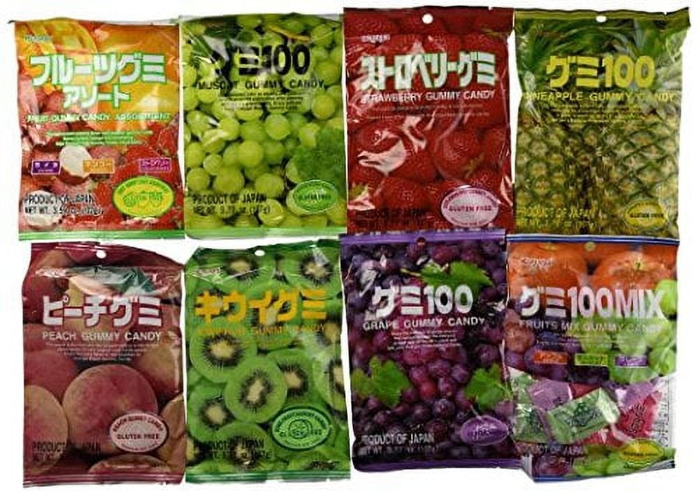NineChef Bundle - Taste of Japan #2 - Kasugai Gummy with Real Fruit Juice Sampler Party Pack (12 Bags At Least 6 Flavors !) - 3.57 Lbs by Kasugai [Foods] + 1 NineChef Brand Long Handle Spoon