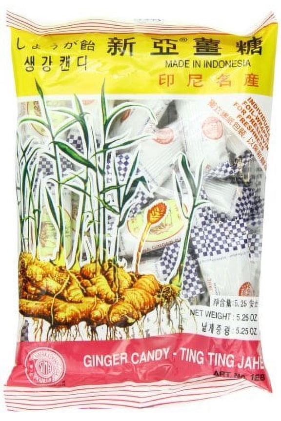 Bundle - Ting Ting Jahe Ginger Candy 5.25 Ounce + 1 NineChef Brand Long Handle Spoon