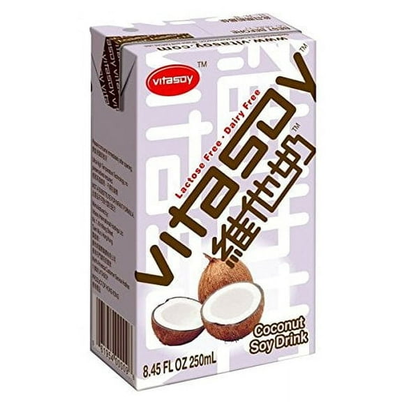 NineChef Bundle - Vitasoy Soy Milk Drink Coconut Flavor 8.45oz (Pack of 24) + 1 NineChef Brand Long Handle Spoon