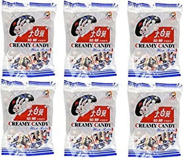 NineChef Bundle - White Rabbit Creamy Candy 6.3 Oz (180 Gram) (Pack of 6) + 1 NineChef Brand Long Handle Spoon