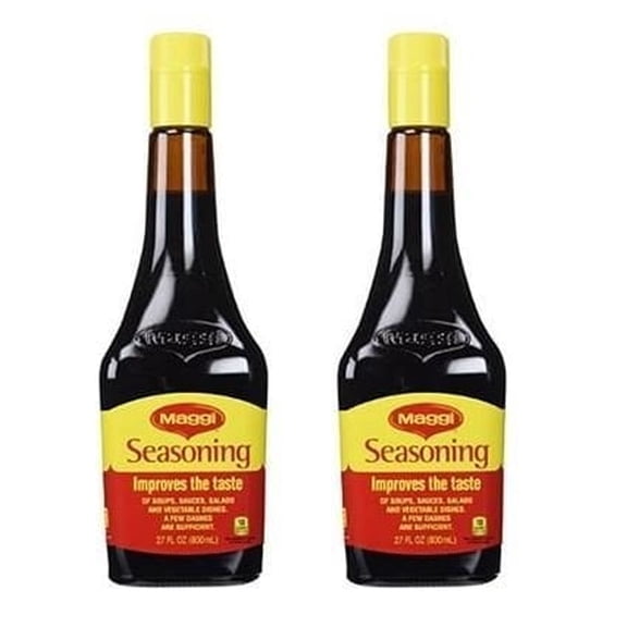 NineChef Maggi Bundle - Maggi Seasoning Liq 800ml 27iz (Pack 2) PLus NineChef Brand Long Handle Spoon