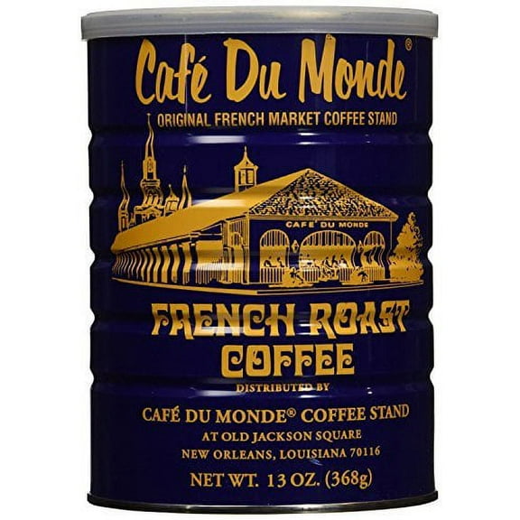 NineChef Set- Cafe Du Monde French Roast Coffee Net Wt. 13 oz (Pack of 2) Plus NineChef Golden Heart Long Handle Ice Tea Coffee Spoon