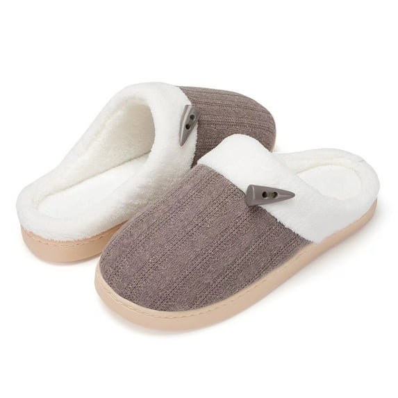 NineCiFun House Slippers for Women on Memory Foam Indoor Outdoor Fuzzy Slippers (Coffee,Size 7-8)