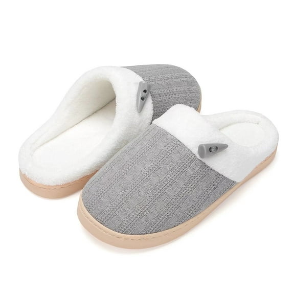 NineCiFun House Slippers for Women on Memory Foam Indoor Outdoor Fuzzy Slippers (Lightgray,Size 11-12)