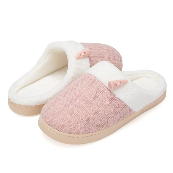 NineCiFun House Slippers for Women on Memory Foam Indoor Outdoor Fuzzy Slippers (Pink,Size 11-12)
