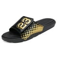 thumbnail image 1 of NineCiFun Men's Slides Sandals Shower Shoes Adjustable Black/Glod Size US 10, 1 of 6