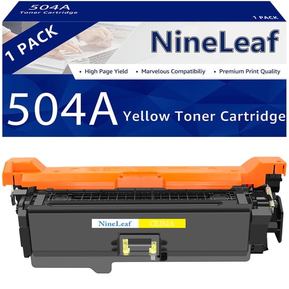 NineLeaf 1 Pack 504A Compatible Toner Cartridge Replacement for HP CE252A Yellow Toner Work for Color Laser Jet CM3530 CP3525 CM3530fs CP3525dn CP3525n Printer