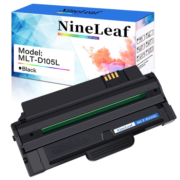 NineLeaf 1 Pack Black High Yield Compatible Toner Cartridge Replacement for Samsung D105L MLT-D105L used with SCX-4623F SCX-4623FW ML-2525 ML-2525W ML-2545 SCX-4623 ML-2540 SCX-4600 SF-650 Printer