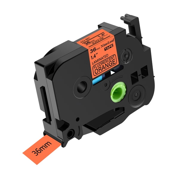 NineLeaf 1 Pack Compatible for Brother P-Touch TZe TZ Label Maker Tape TZe-B61 TZ-B61 36mm 1.4 in Laminated Black on Fluo Orange Label Tape