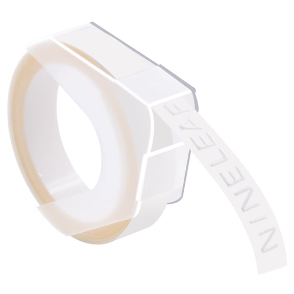 NineLeaf 1 Pack Compatible for Dymo 520101 3D Plastic Embossing Label 3/8'' x 9.8' White on Clear Label Tape