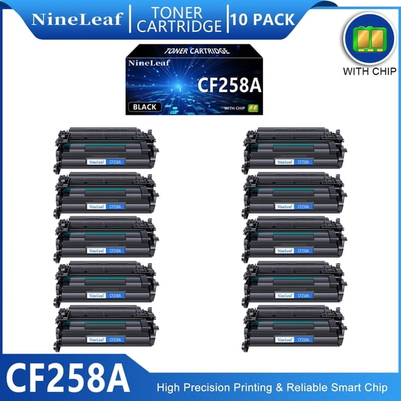 NineLeaf 10-Pack 58A CF258A Compatible Toner Cartridge Replacement for 58A Black Toner Cartridge to use for Laserjet Pro M404dn M404n M428fdn M406dn M430f M428 M304 Printer