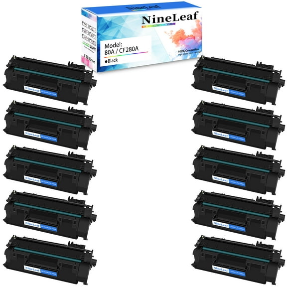 NineLeaf 10-Pack 80A Compatible Toner Cartridge Replacement for HP 80A CF280A Black Toner Cartridge to use for M401a M401d M401n M401dne MFP M425dn Printer
