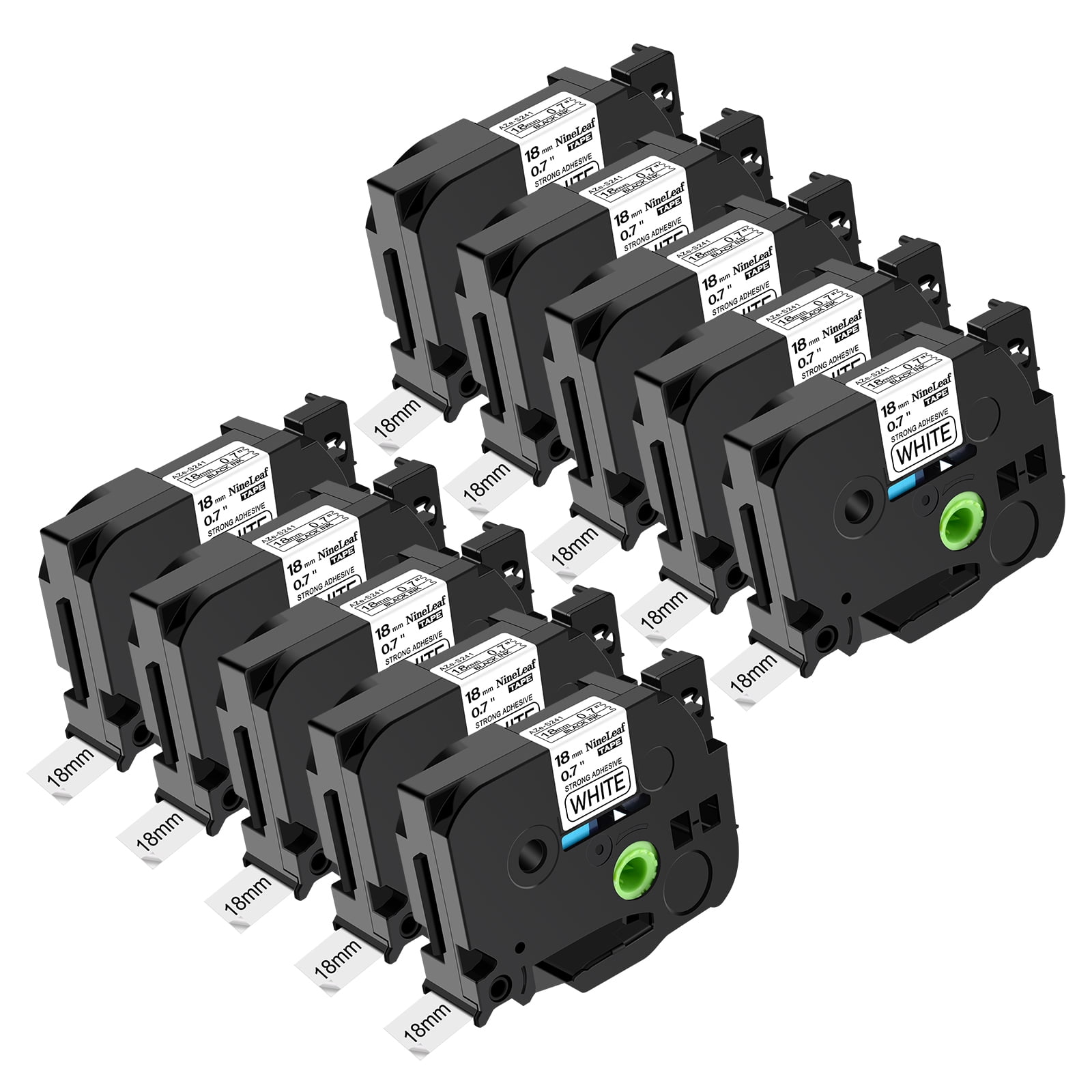 NineLeaf 10 Pack Compatible for Brother P-Touch TZe TZ Label Maker Tape TZe-S241 TZ-S241 18mm 0.7 in Extra Strength Laminated White Label Tape