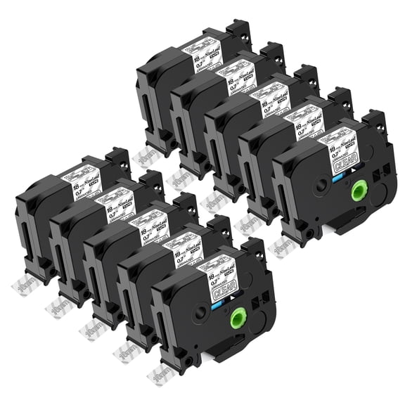 NineLeaf 10 Pack Compatible for Brother P-touch TZe-145 TZe145 TZ-145 TZ145 18mm 3/4'' White on Clear Laminated TZe TZ Label Tape 0.7" x 26.2ft
