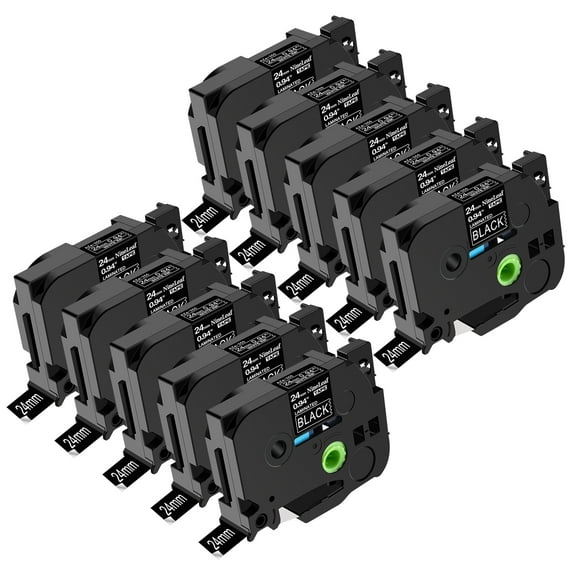 NineLeaf 10 Pack Compatible for Brother P-touch TZe-335 TZe335 TZ-335 TZ335 12mm 1/2'' White on Black Laminated TZe TZ Label Tape 0.47" x 26.2ft