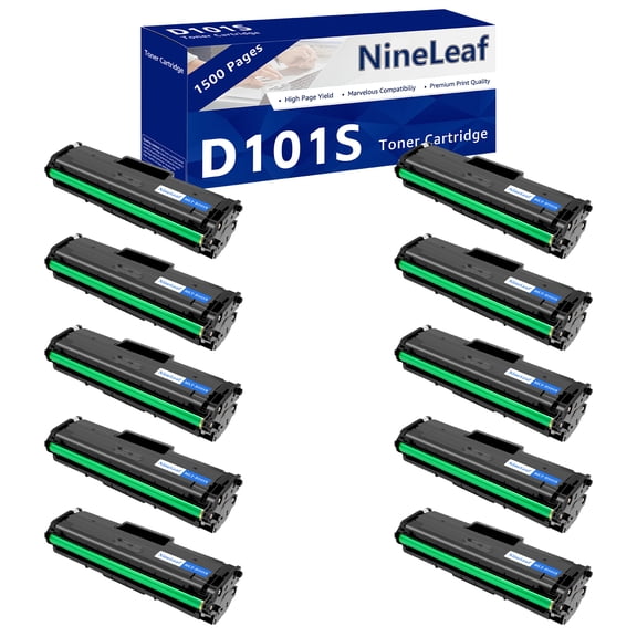 NineLeaf 10 Pack MLT-101S Compatible Toner Cartridge Replacement for Samsung 101S MLTD101S to use with ML-2166W ML-2160 ML-2165 SCX-3405W ML-2165W SCX-3405FW SCX-3400 SCX-3401FH SF-760P Printer
