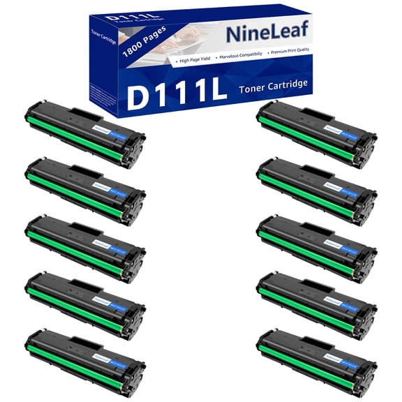 NineLeaf 10 Pack MLT-D111L Compatible Toner Cartridge Replacement for Samsung 111L MLTD111L to use with Xpress M2020W M2022W M2024W M2070FW M2070W Printer