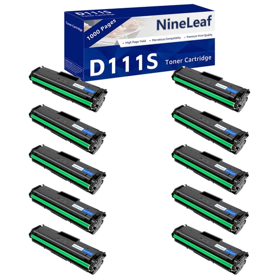 NineLeaf 10 Pack MLT-D111S Compatible Toner Cartridge Replacement for Samsung 111S MLTD111S to use with Xpress SL-M2020W SL-M2022W SL-M2024W SL-M2070W SL-M2070FW Printer