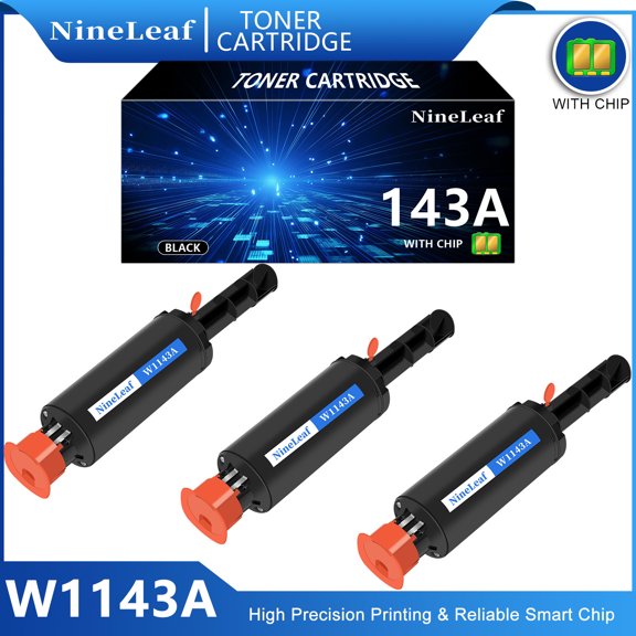 NineLeaf 143A Compatible Toner Reload Kit Replacement for HP W1143A 143A Black Toner cartridge use for Laser Neverstop 1001nw Printer MFP 1202w 1202nw 1201n Printers(3 Pack,2500 Pages)