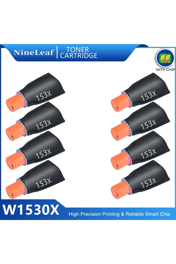 153X Compatible Toner Reload Kit Replacement for HP W1530X 153X Black Toner Reload Kit use for Laser jet Tank 1504 1504w 2504 2504dw MFP 2604dw 2606 2606dw Printers(8 Pack,5000 Pages)