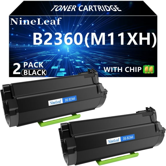 NineLeaf 2-Pack B2360 M11XH Compatible Toner Cartridge Replacement for Dell B2360dn M11XH B2360 B2360d B2360dn B3460dn B3465dn B3465dnf Laser Printer