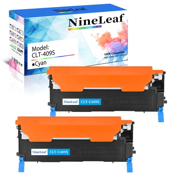 NineLeaf 2 Pack CLT-409S CLT-C409S CLT409S Cyan Toner Cartridge Replacement Compatible for Samsung Xpress CLP-310 CLP-310N CLP-315 CLX-3170 CLX-3175 CLX-3175FN printer