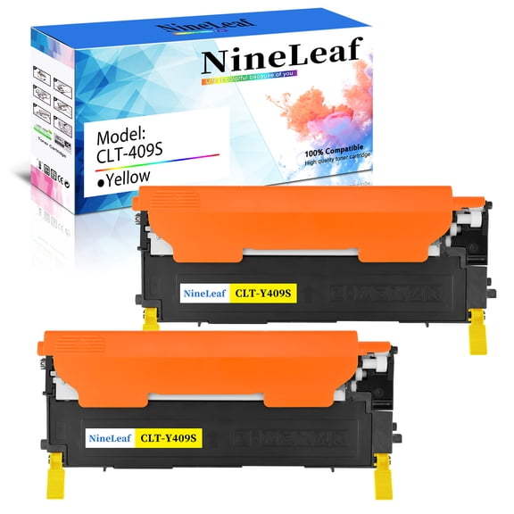 NineLeaf 2 Pack CLT-409S CLT-Y409S CLT409S Yellow Toner Cartridge Replacement Compatible for Samsung Xpress CLP-310 CLP-310N CLP-315 CLX-3170 CLX-3175 CLX-3175FN printer