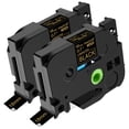 thumbnail image 1 of NineLeaf 2 Pack Compatible for Brother P-touch TZe-344 TZe344 TZ-344 TZ344 18mm 3/4 Inch Gold on Black Laminated TZe TZ Label Tape 0.7" x 26.2ft, 1 of 7