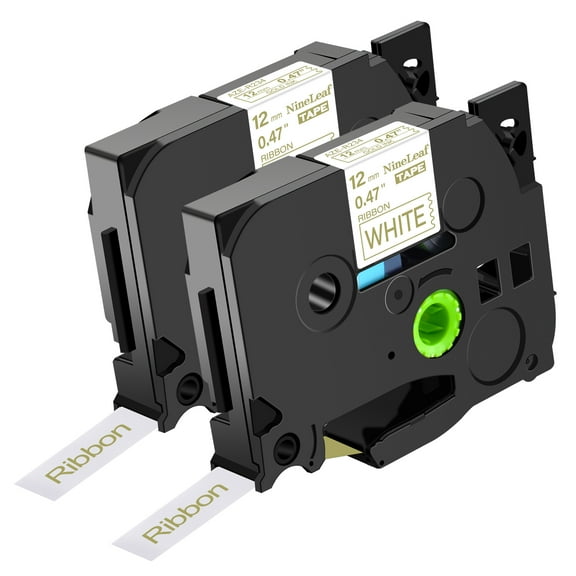 NineLeaf 2 Pack Compatible for Brother P-touch TZe-R234 TZ-R234 12mm 1/2'' Gold on White Satin Fabric Ribbon TZe TZ Label Tape 0.47" x 13ft