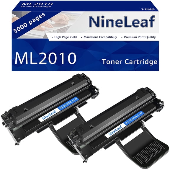 NineLeaf 2 Pack ML2010 Compatible Toner Cartridge Replacement for Samsung ML-2010 ML-1610 to use with ML-1610 ML-1610R ML-1615 ML-2010 ML-2010D3 ML-2571N Printer