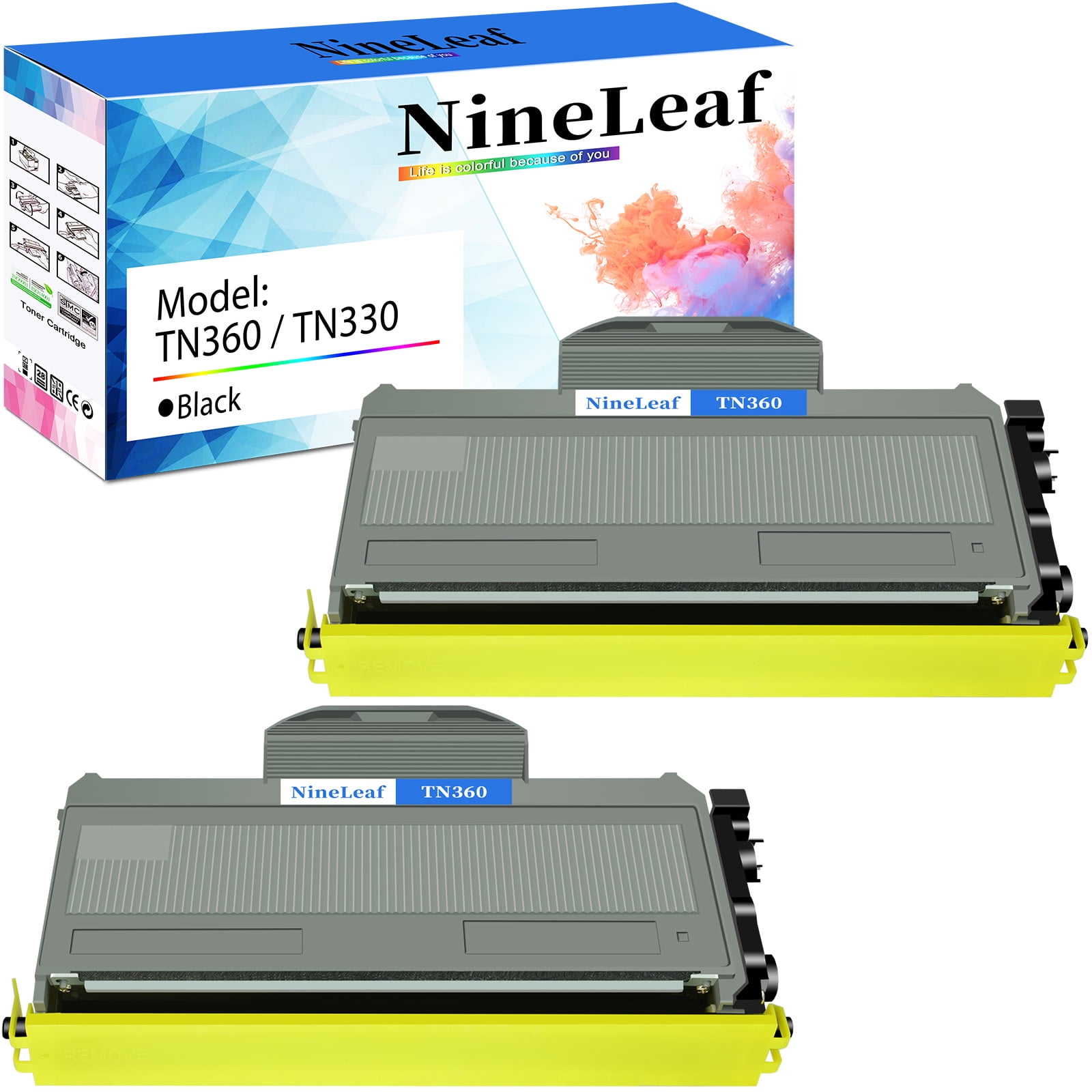 NineLeaf 2 Pack TN360 Compatible Toner Cartridge Replacement for ...