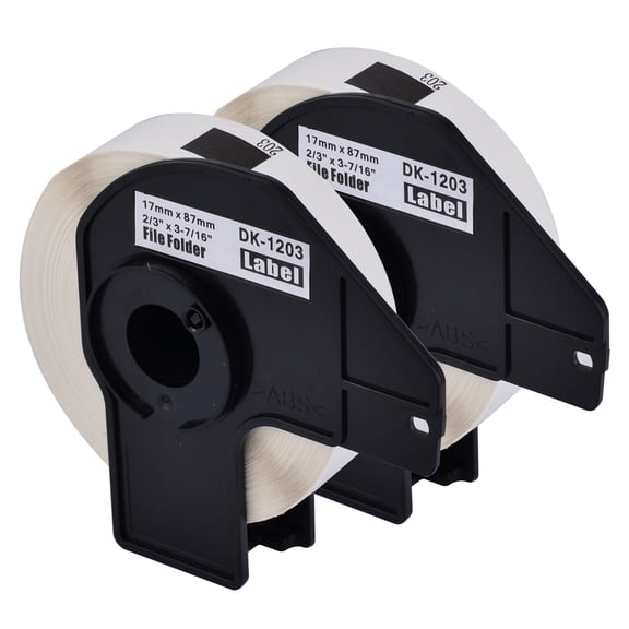 NineLeaf 2 Rolls Compatible for Brother DK-1203 0.66 in x 3.4 in Die-Cut File Folder Labels, 300 Labels Per Roll