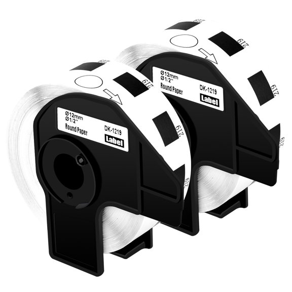 NineLeaf 2 Rolls Compatible for Brother DK-1219 Diameter 1/2 in Die-Cut Round PaPer Labels, 1200 Labels Per Roll