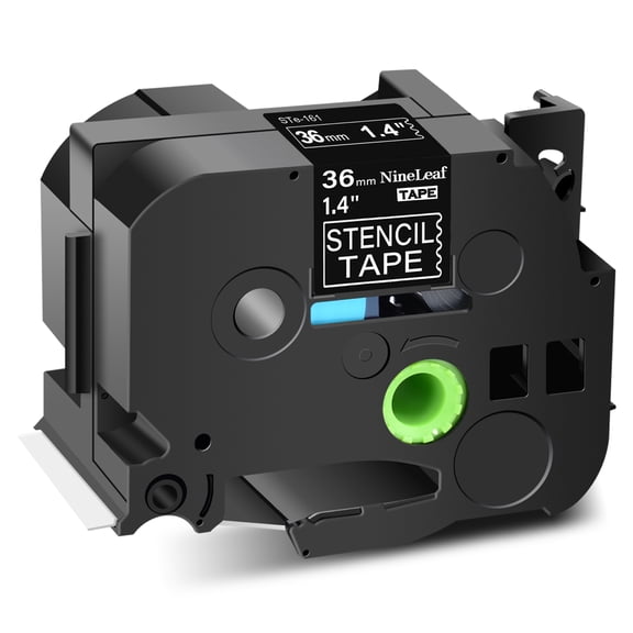 NineLeaf 20 Pack Compatible for Brother P-touch STe-161 STe161 ST-161 ST161 36mm 1.4'' Black on Clear Stencil Metal Etching Label Tape