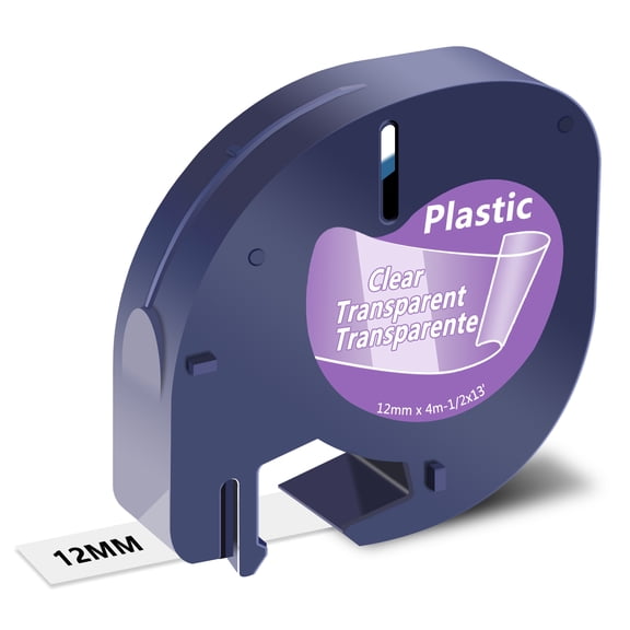 NineLeaf 20PK Compatible for DYMO LetraTag Refills 16952 12mm 1/2'' Black on Clear Plastic Label Maker Tape