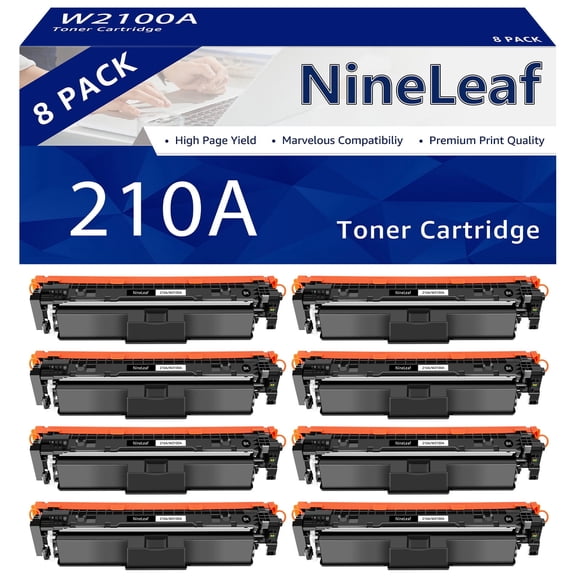 NineLeaf 210A W2100A High-Yield Black Compatible Toner Cartridge Replacement for HP210A W2100A Color Laser Jet Pro MFP 4301fdw 4301fdn 4201dw 4201dn Printer (8-Pack,Black,2000 Pages)