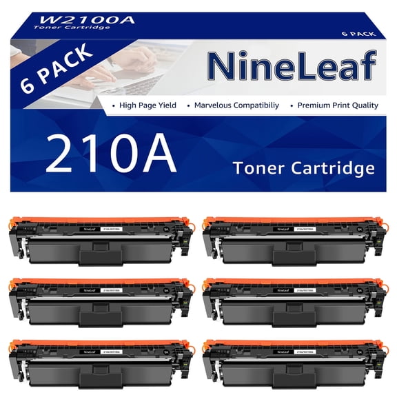 NineLeaf 210A W2100A High-Yield Black Compatible Toner Cartridge Replacement for HP210A W2100A Color Laser Jet Pro MFP 4301fdw 4301fdn 4201dw 4201dn Printer (6-Pack,Black,2000 Pages)