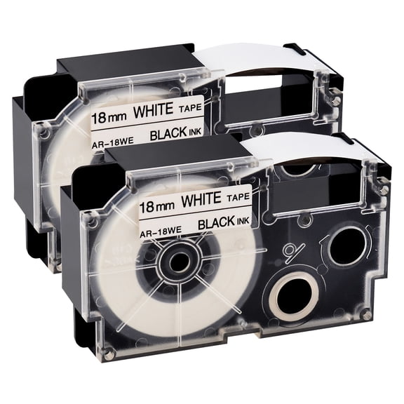 NineLeaf 2PK Compatible for XR-18WE XR-18WE2S XR18WE 18mm 3/4" Black on White Label Tape for KL-750 KL-780 KL-820 KL-2000 KL-7000 KL-7200 KL-8100 Label Printer
