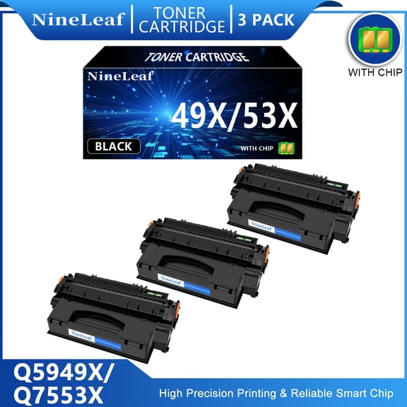 NineLeaf 3-Pack 53X Q7553X Compatible Toner Cartridge Replacement for HP 53X Black Toner Cartridge to use for Laser jet 1320 1320n 1160 1320tn 1320nw P2015 P2015dn M2727nf MFP Printer