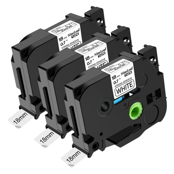 NineLeaf 3 Pack Compatible for Brother P-Touch TZe TZ Label Maker Tape TZe-S241 TZ-S241 18mm 0.7 in Extra Strength Laminated White Label Tape
