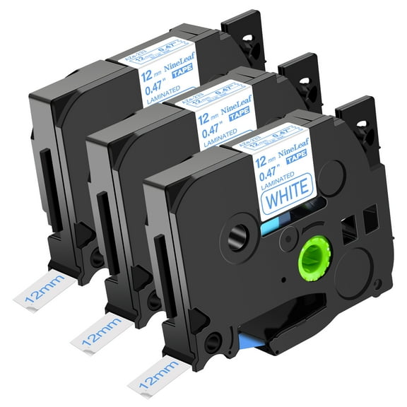 NineLeaf 3 Pack Compatible for Brother P-touch TZe-233 TZe233 TZ-233 TZ233 12mm 1/2 Inch Blue on White Laminated TZe TZ Label Tape 0.47" x 26.2ft