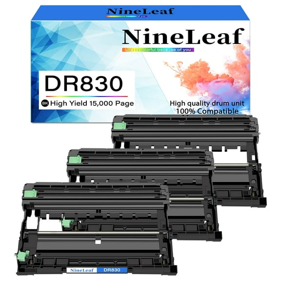 NineLeaf 3 Pack DR830 Compatible Drum Unit Replacement for Brother DR-830 Drum Work for DCP-L2640DW HL-L2460DW HL-L2480DW MFC-L2807DW MFC-L2820DW MFC-L2820DWXL Laser Printer (High Yield,15000 Pages)
